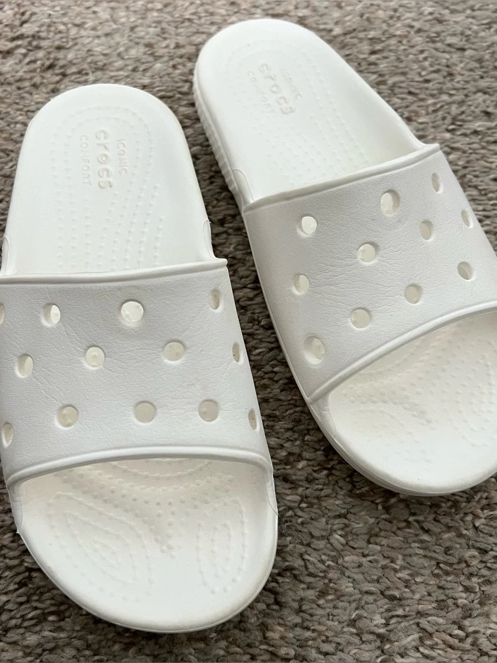 CROCS Kids White Slide Sandals with Vent Holes Size 1